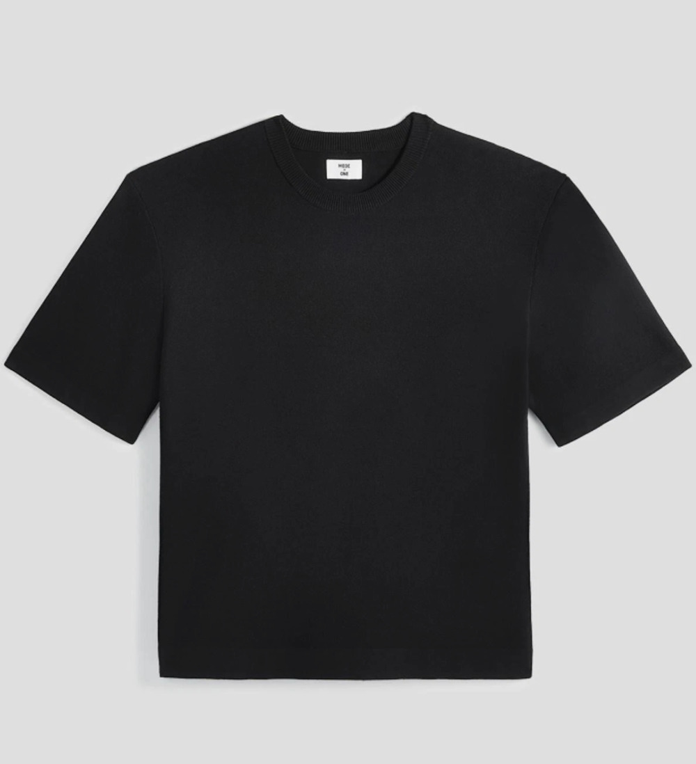 Mode of One Mens Relaxed Fit Short Sleeve Crewneck Sweater Deep Black L